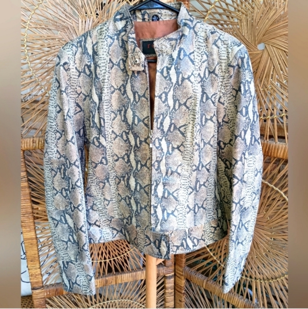 Rogue Snakeskin Pattern Leather Jacket_Large - image 1